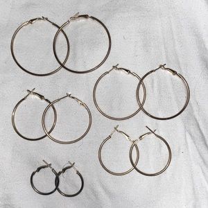 Set of 5 Gold hoops